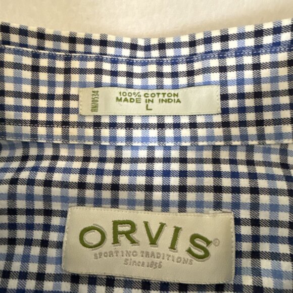 Orvis Signature Collection Shirt Mens L White Blue Black Long Sleeve Plaid - Picture 3 of 7